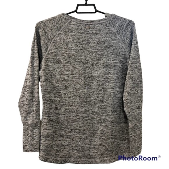 ATHLETA No Sweatin' It Heathered Gray Long Sleeve Top Hi Low Hem Activewear Sz M - Picture 2 of 12